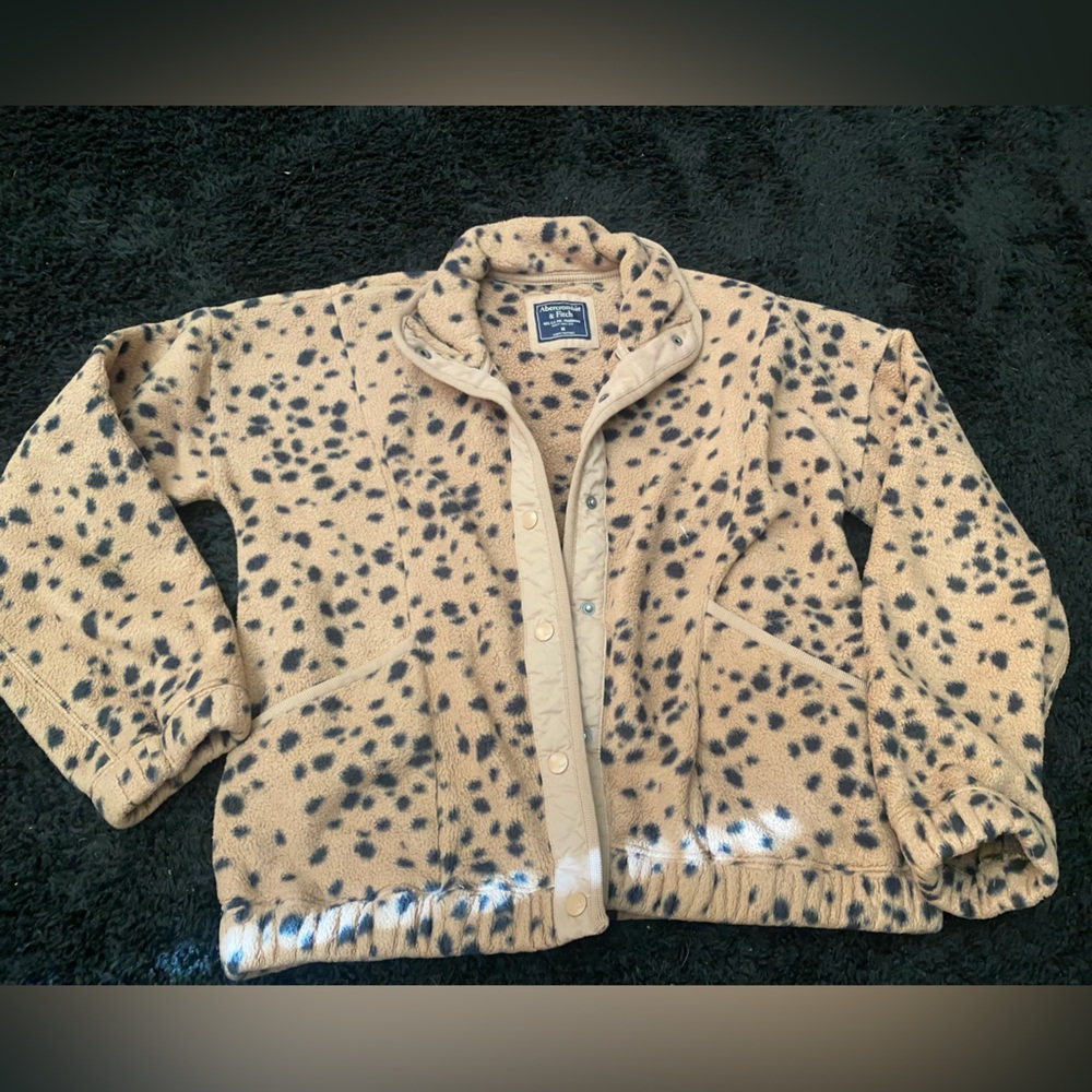 Abercrombie & Fitch Kids Beige and Black Patterned Puffer Jacket